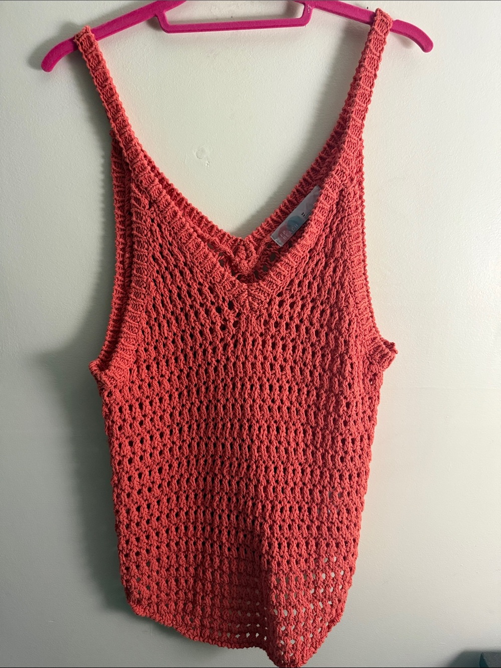 NWOT Free People Beach Coral Corchet Tank Top M